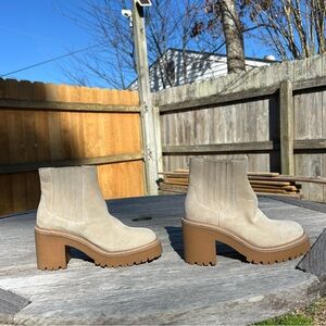 Jeffrey Campbell Tuckee Lug Sole Ankle Boot in Natural Sand‎ Suede Size 5